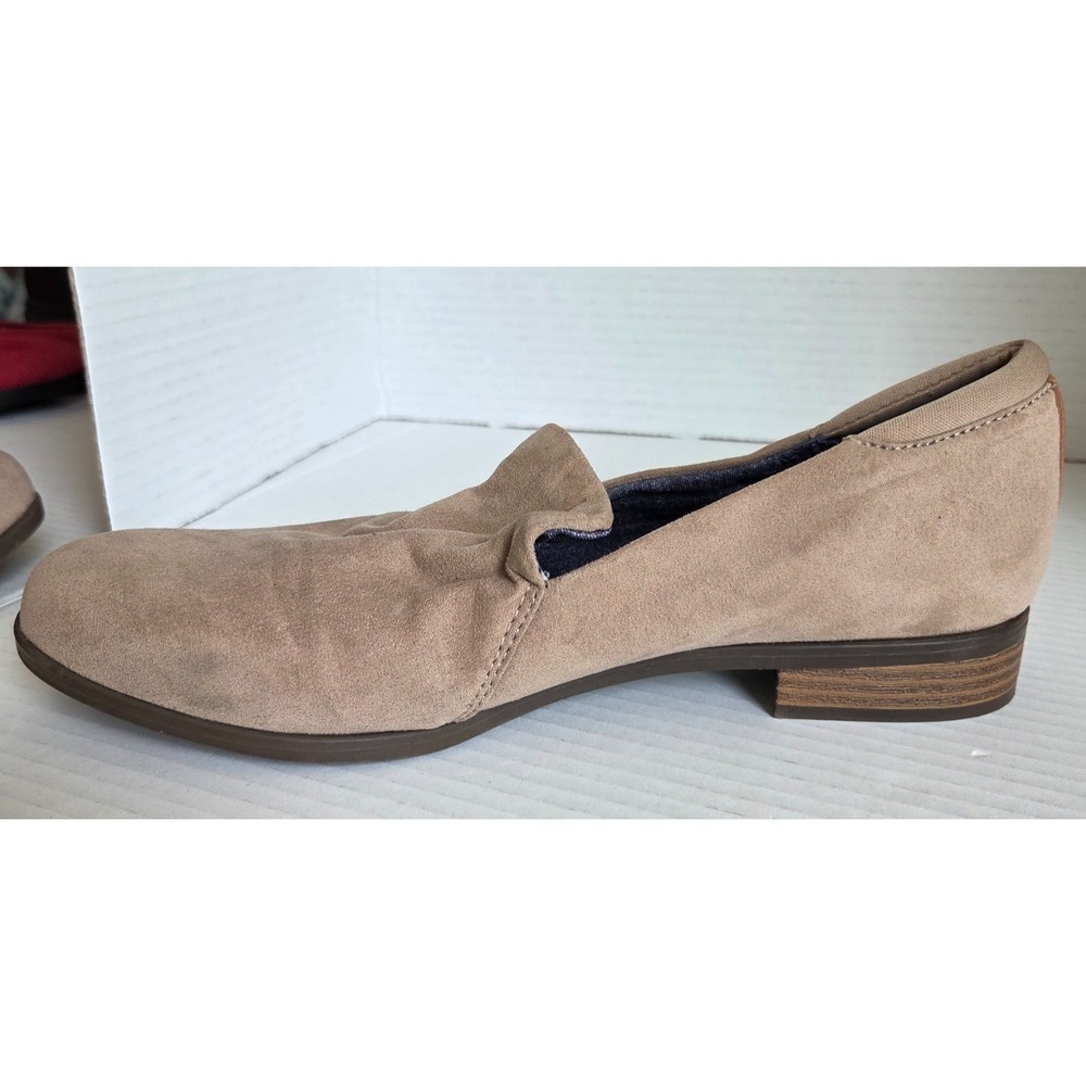 Dr. Scholl's Women Beige Suede Slip on Loafers Low Stacked Block Heel Comfort 9M - Picture 12 of 14